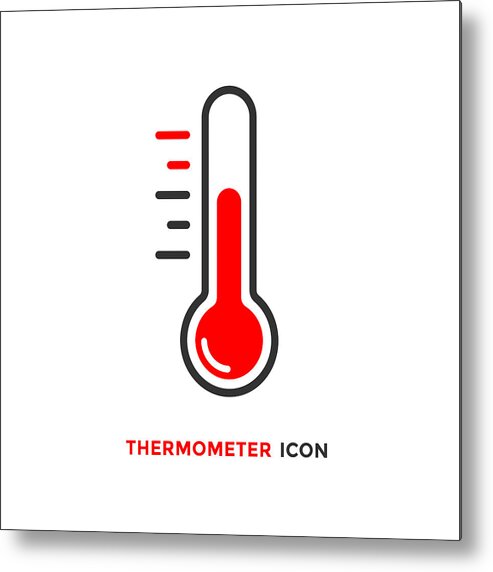 Cold And Flu Metal Print featuring the drawing Thermometer Icon Vector Design on White Background. by Designer29