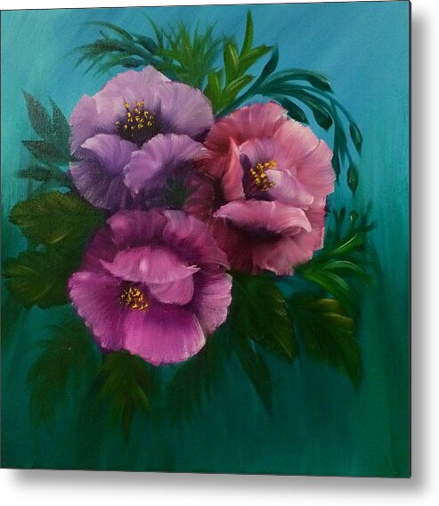 Poppies Metal Print featuring the painting Three's Company by Marlene Little