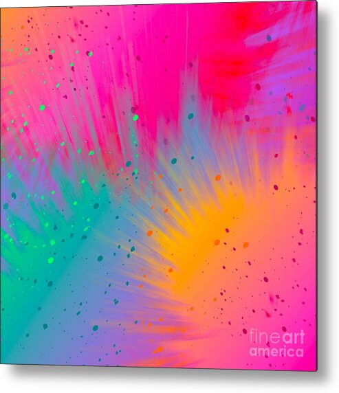 Colorful Metal Print featuring the digital art Tiara - Artistic Colorful Abstract Carnival Splatter Watercolor Digital Art by Sambel Pedes