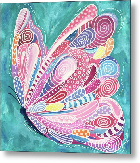 Butterfly Metal Print featuring the painting Tickled Pink by Beth Ann Scott