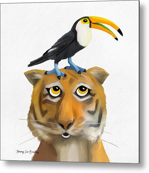Tiger Metal Print featuring the painting Tiger and Toucan by Tammy Lee Bradley