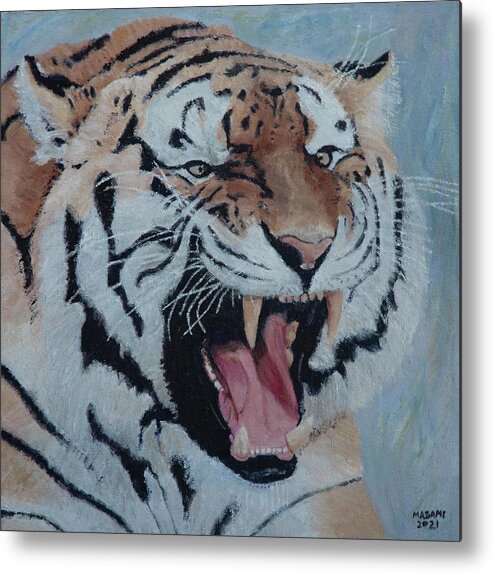 Cat Metal Print featuring the painting Tiger by Masami IIDA