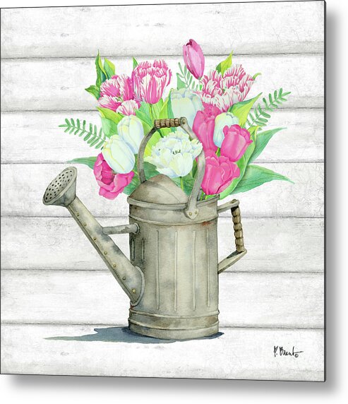 Watercolor Metal Print featuring the painting Tin Florals II by Paul Brent