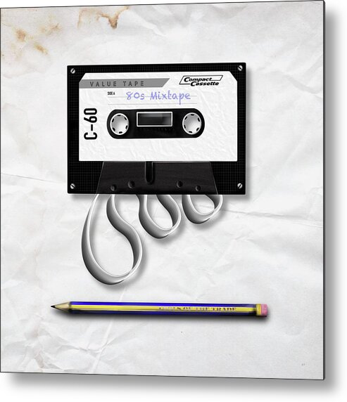 Music Cassette Metal Print featuring the painting Tools of the Trade by Mark Taylor