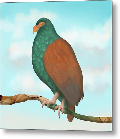Tooth-billed Pigeon Metal Print featuring the digital art Tooth-billed Pigeon on a Branch by Andreea Dumez