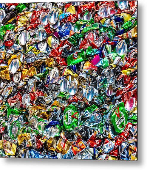 American Beer Metal Print featuring the painting Trashed Cans Painting Over Photo 3 by Tony Rubino