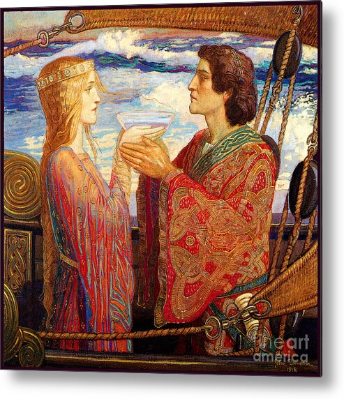 Tristan Metal Print featuring the painting Tristan and Isolde 1912 by John Duncan