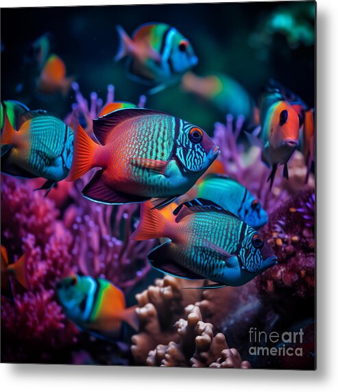 Tropical Metal Print featuring the digital art Tropical Fish IV by Jay Schankman