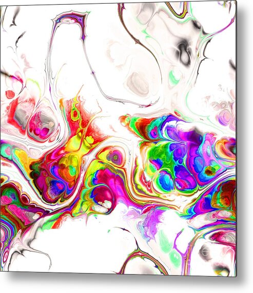 Colorful Metal Print featuring the digital art Tukiyem - Funky Artistic Colorful Abstract Marble Fluid Digital Art by Sambel Pedes