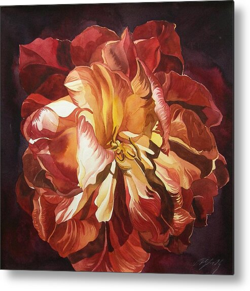 Flower Metal Print featuring the painting Tulip in red by Alfred Ng