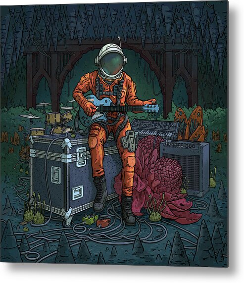 Astronaut Metal Print featuring the digital art Tune Up at Schubas Tavern by EvanArt - Evan Miller