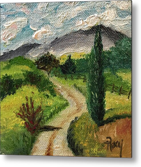 Tuscany Metal Print featuring the painting Tuscan Winding Road by Roxy Rich