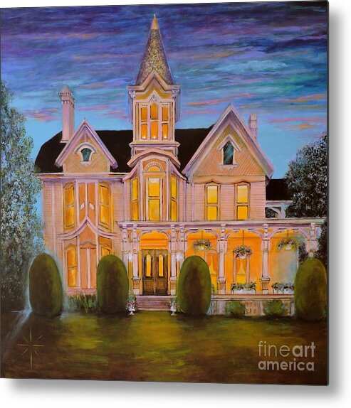 House Metal Print featuring the painting Twilight in Troy by Jodie Marie Anne Richardson Traugott     aka jm-ART