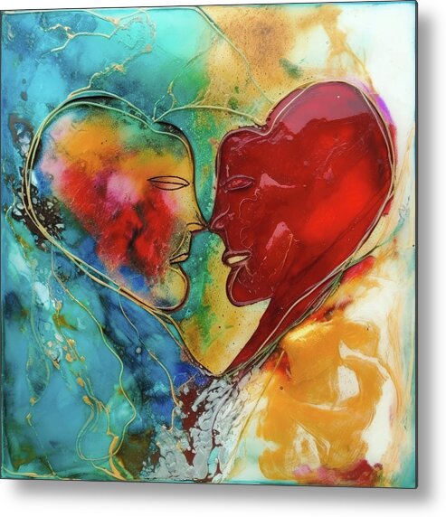 Lovers Metal Print featuring the digital art Two Lovers 15 Heart Shape by Matthias Hauser
