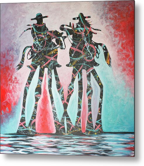 Riding High Metal Print featuring the painting Two Pink Red Green by Lance Headlee