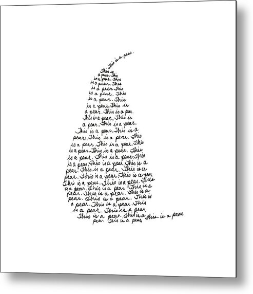 Typographic Metal Print featuring the drawing Typographic Pear Drawing by Nancy Merkle