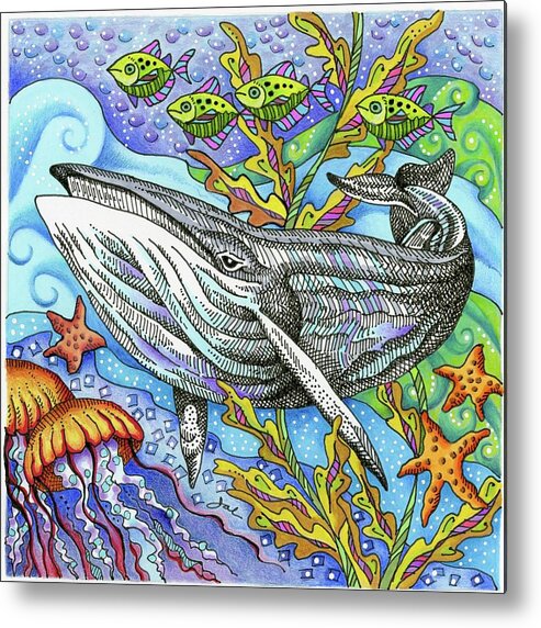 Ocean Metal Print featuring the drawing Under The Sea by Janice A Larson