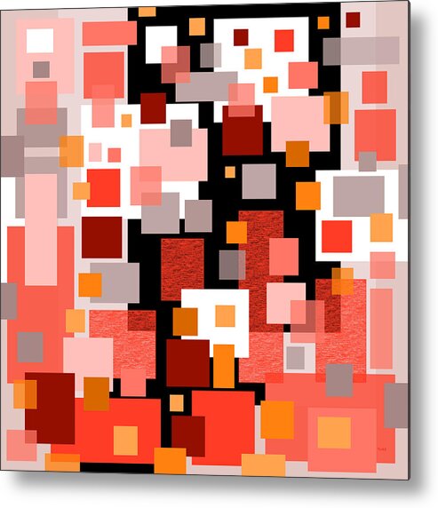 Abstract Squares In Shades Of Peach Metal Print featuring the digital art Abstract Squares in Shades of Peach by Val Arie