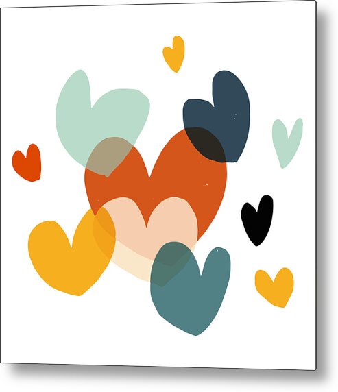 Watercolor Painting Metal Print featuring the drawing Valentine's Day Heart Shapes by Calvindexter