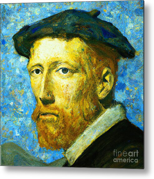  Metal Print featuring the mixed media Van Gogh by Bencasso Barnesquiat