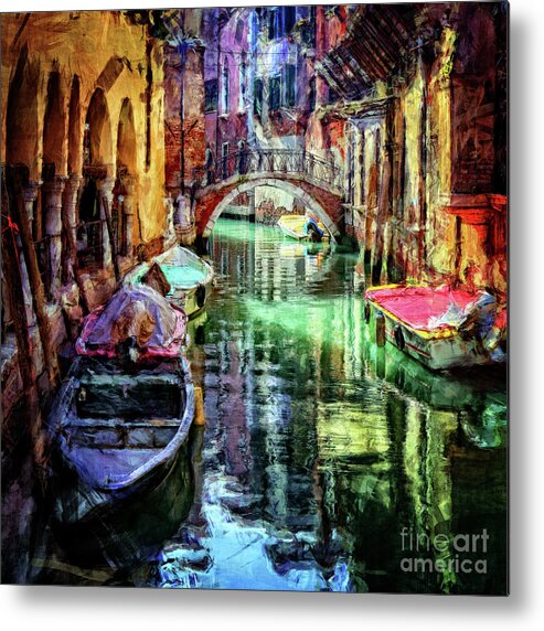 Venice Metal Print featuring the digital art Venice Italy Canal by Phil Perkins