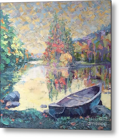 Canoe Metal Print featuring the painting Vermont Canoe Trip by PJ Kirk