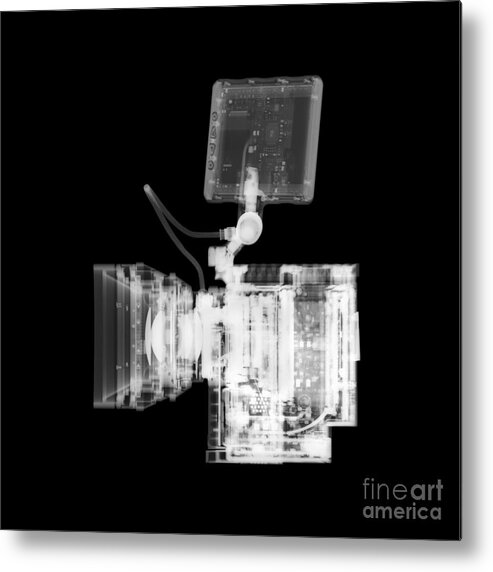 Black Metal Print featuring the photograph Video camera, X-ray. by Science Photo Library