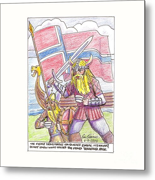 Viking Metal Print featuring the drawing Viking Coffee Berserker Rage by Eric Haines