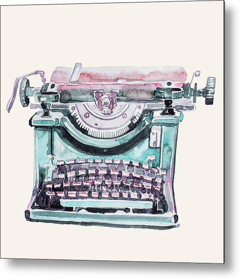 Write Metal Print featuring the painting Vintage Typewriter Watercolor III by Ink Well