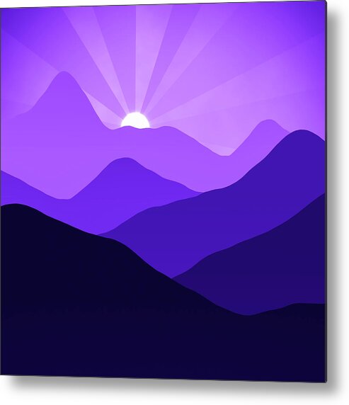 Violet Metal Print featuring the digital art Violet Mountain Dream Abstract Minimalism by Matthias Hauser