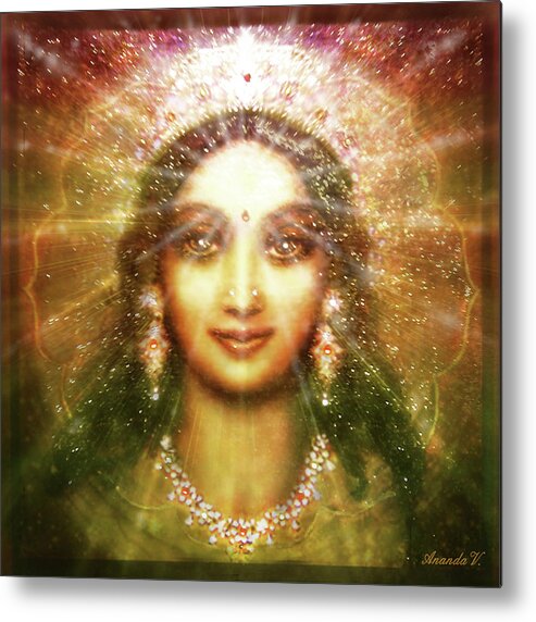 Goddess Painting Metal Print featuring the mixed media Vision of the Goddess - light by Ananda Vdovic