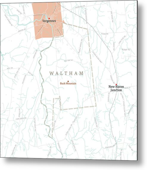 Vermont Metal Print featuring the digital art VT Addison Waltham Vector Road Map by Frank Ramspott