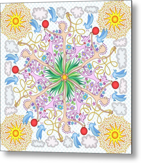 Whimsical Mandalas Metal Print featuring the digital art Wagamuffin Loose Leash by Becky Titus