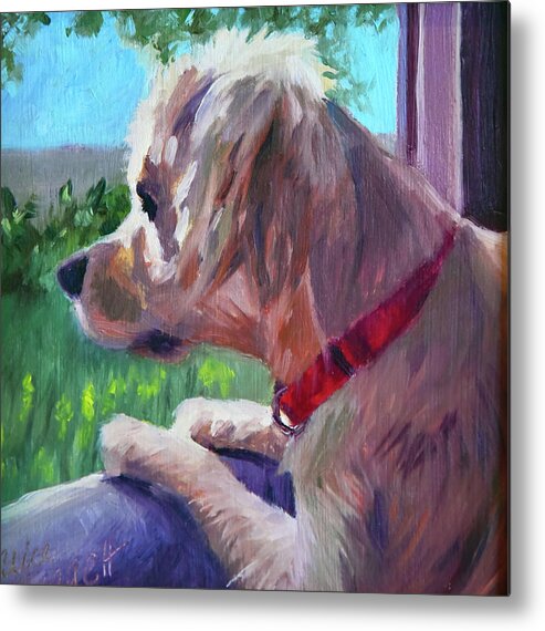 Dog Metal Print featuring the painting Watch Dog by Alice Leggett
