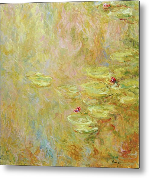 Waterlelies Metal Print featuring the painting Water lilies nr E.004 by Pierre Dijk