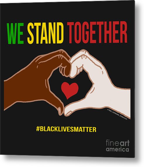 We Stand Together Metal Print featuring the digital art We Stand Together Heart Hands by Laura Ostrowski