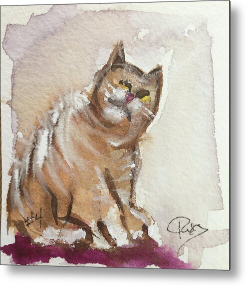 Whimsy Metal Print featuring the painting Whimsy Kitty 4 by Roxy Rich