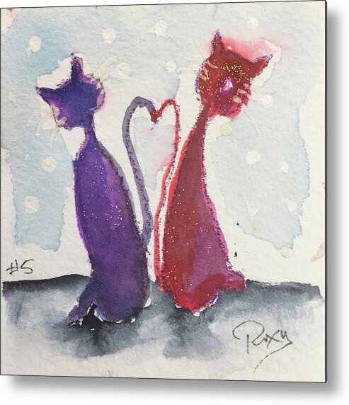 Whimsy Metal Print featuring the painting Whimsy Kitty 5 by Roxy Rich
