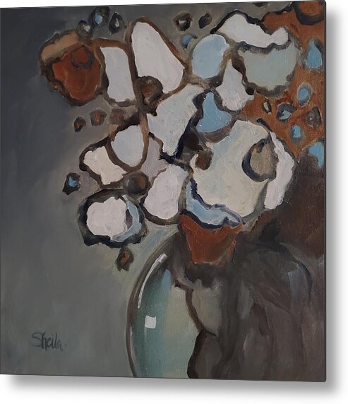 Still Life Metal Print featuring the painting White Bouquet by Sheila Romard