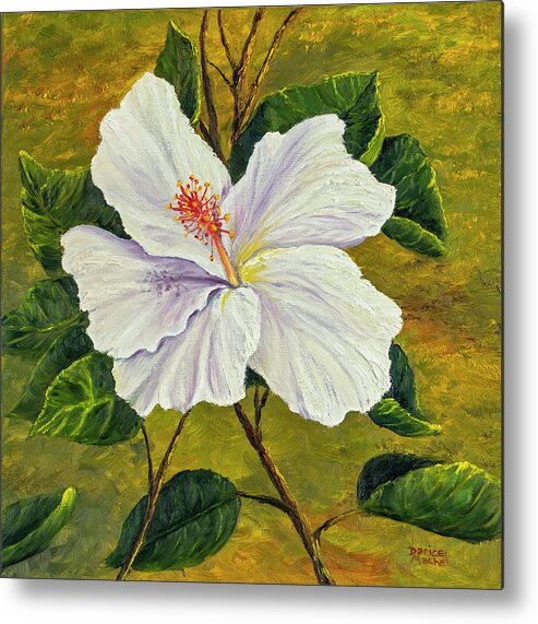 Flower Metal Print featuring the painting White Hibiscus by Darice Machel McGuire