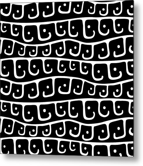 Black And White Metal Print featuring the painting White on Black Hook and Dot Pattern large by Nikita Coulombe