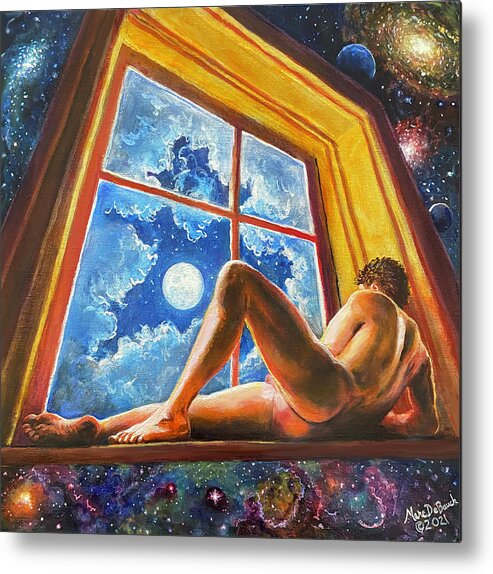 Male Nude Metal Print featuring the painting Window of Dreams by Marc DeBauch