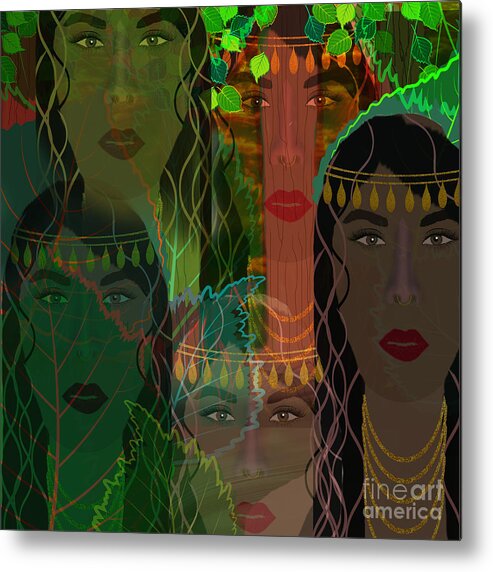 Woman Metal Print featuring the mixed media Windows Of Woman by Diamante Lavendar