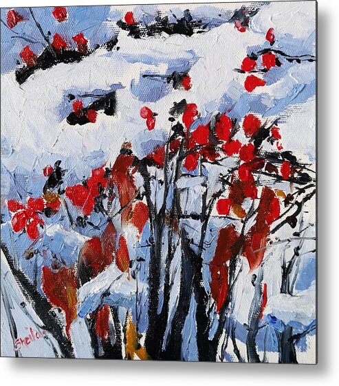 Winter Metal Print featuring the painting Winter Berries by Sheila Romard