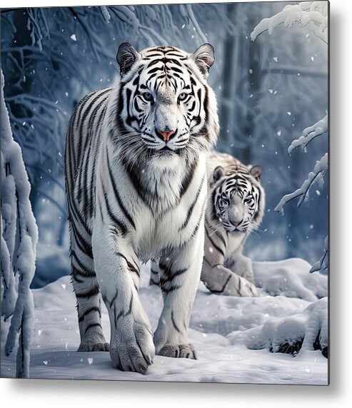 Tiger Metal Print featuring the photograph Winter Deuces by Lourry Legarde