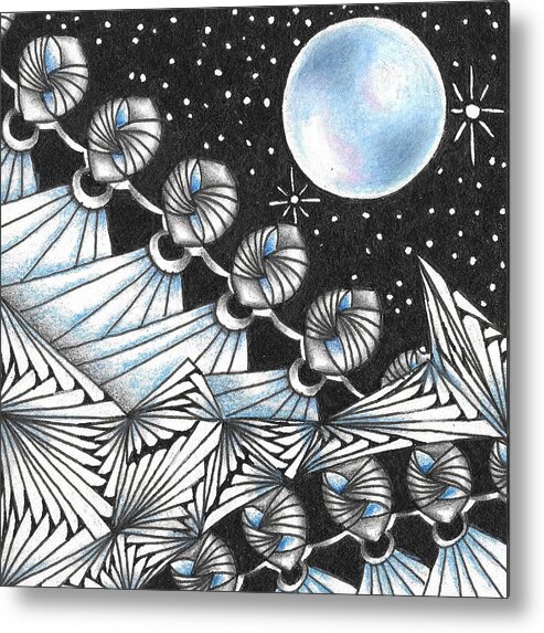 Zentangle Metal Print featuring the drawing Winter Is Coming by Jan Steinle