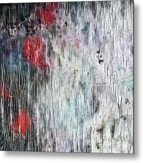 Abstract Metal Print featuring the mixed media Winter's Roses by Toni Somes