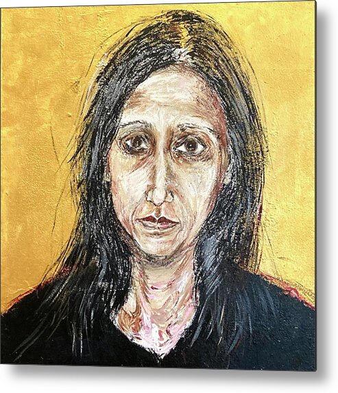 Portrait Metal Print featuring the painting Worried by David Euler