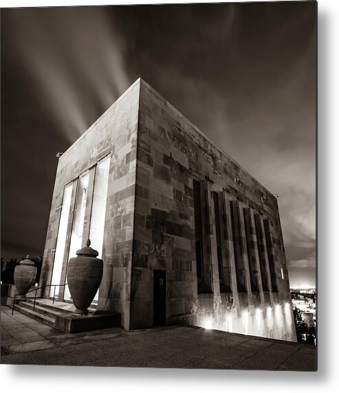Kansas City Metal Print featuring the photograph WWI Memorial Monument - Kansas City Sepia by Gregory Ballos