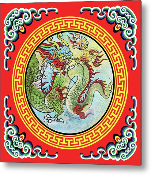 Year Of The Dragon Metal Print featuring the painting Year of the Dragon by Tom Dashnyam Otgontugs